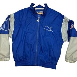 Vintage 90s Starter NFL Detroit Lions Full Zip Windbreaker Jacket Mens Sz L